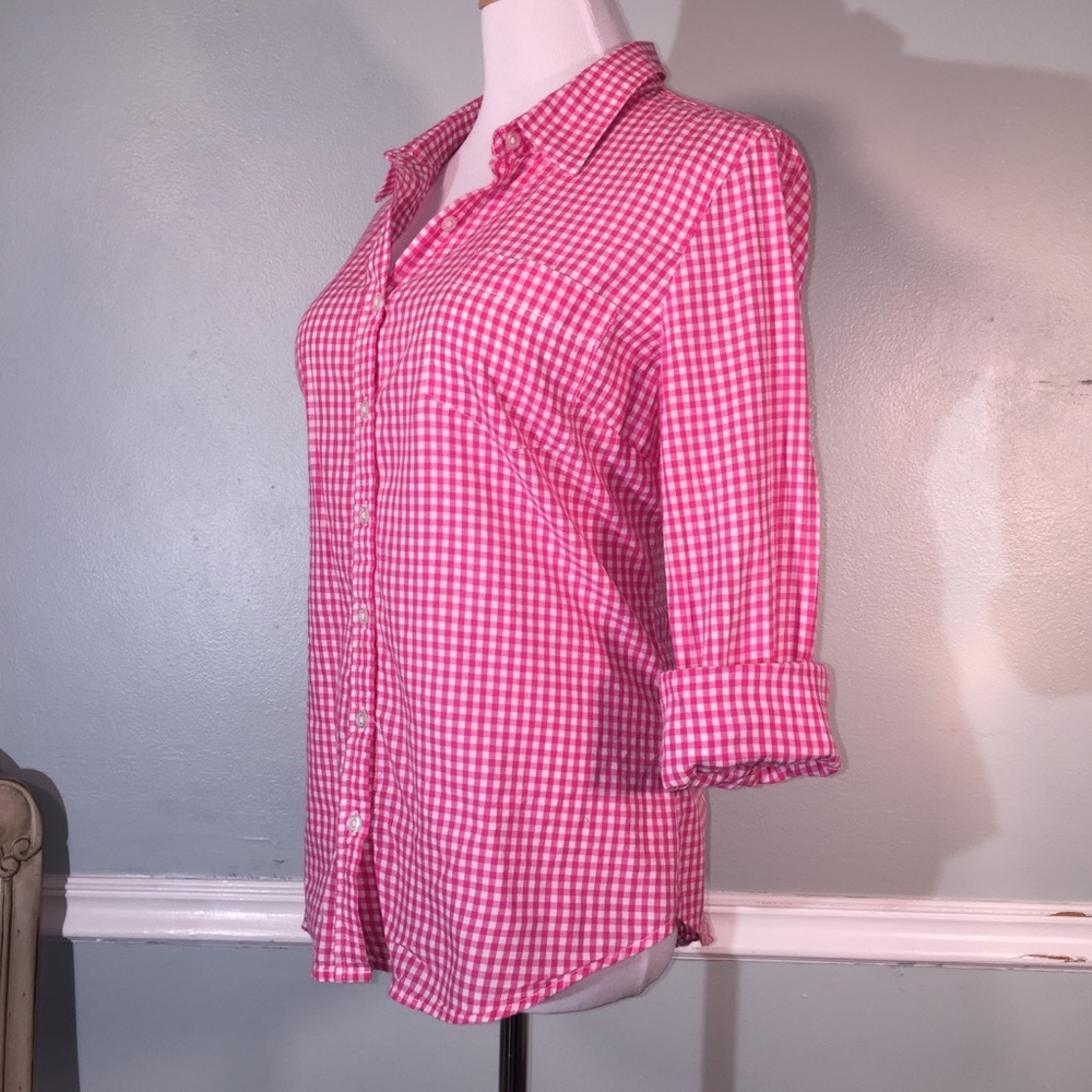 Ellen Tracy Pink Gingham Button Down - image 4